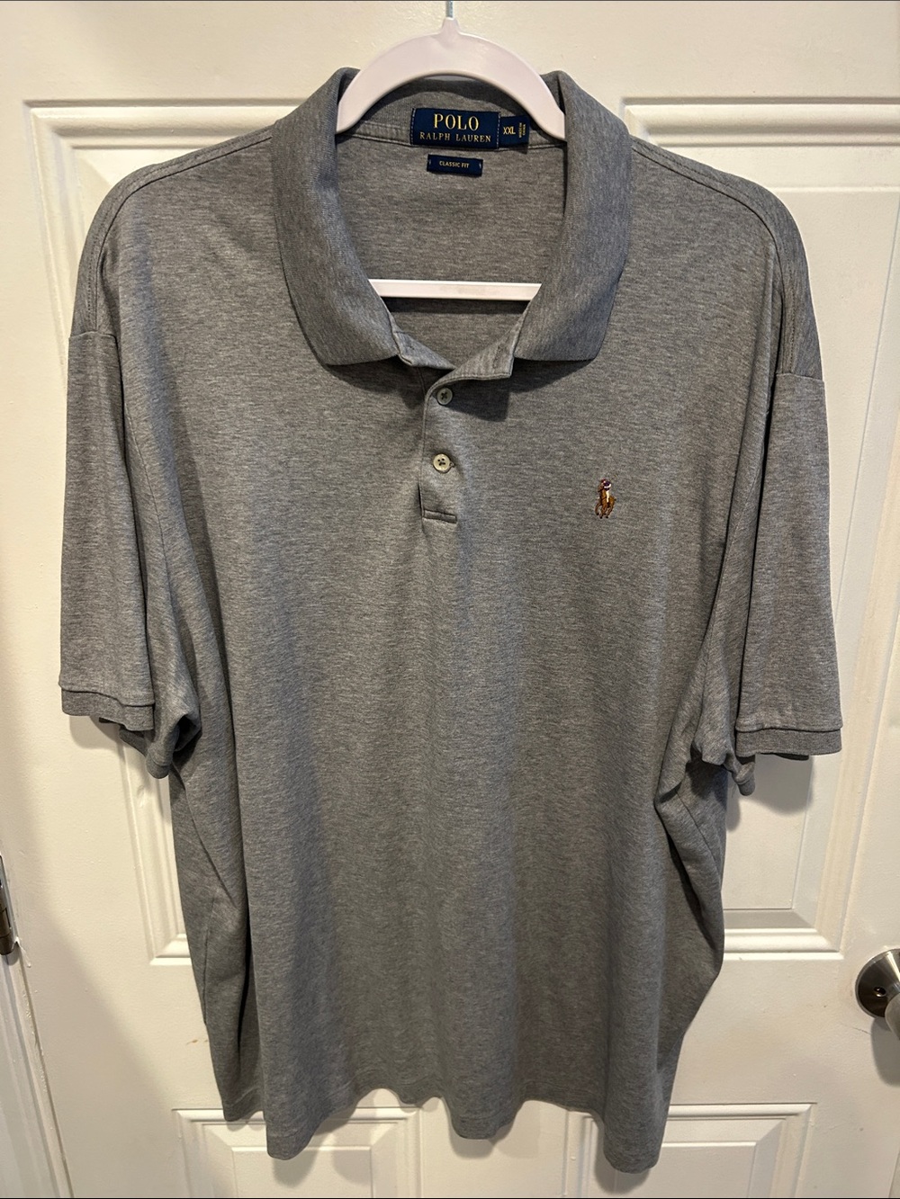 Polo by Ralph Lauren Men's Heather Grey Polo Shirt with Embroidered Pony